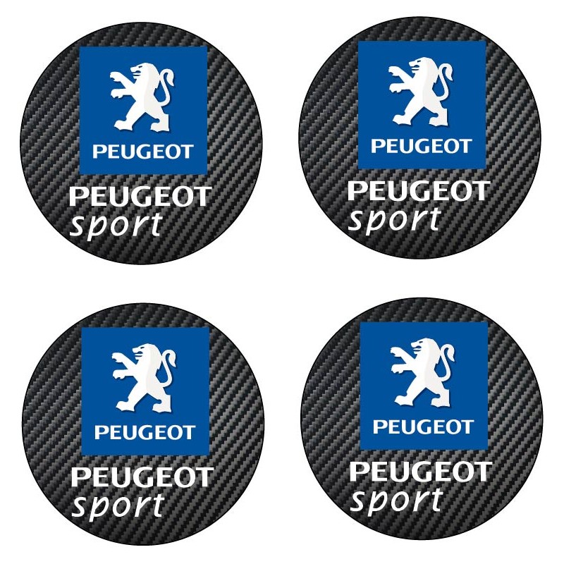 4 Stickers autocollant moyeu de jante Peugeot Sport