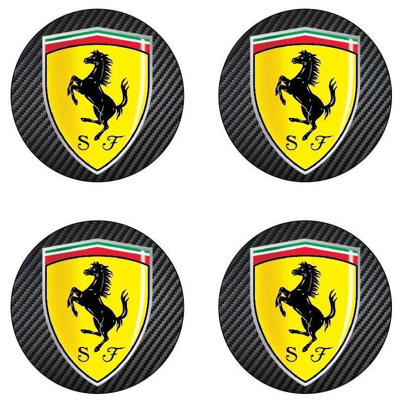 888 A Lot de 4 Cache-moyeux avec Logo de 4 x 60 mm Convient pour Ferrari 