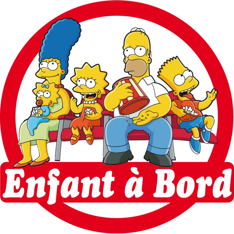 Stickers autocollants enfant à bord Famille Simpson