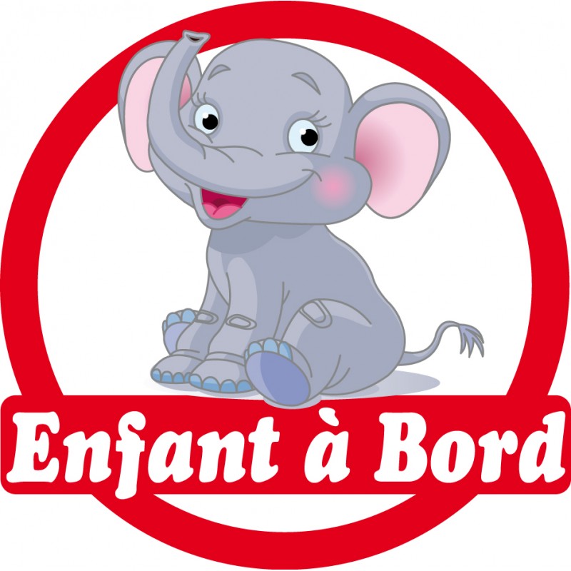 Stickers autocollants enfant a bord Eléphant