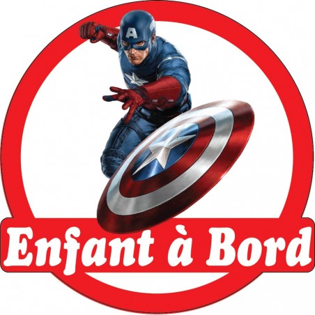 Stickers autocollants enfant a bord Captain America