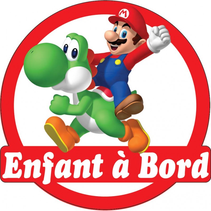 Stickers autocollants enfant a bord Mario Luigi