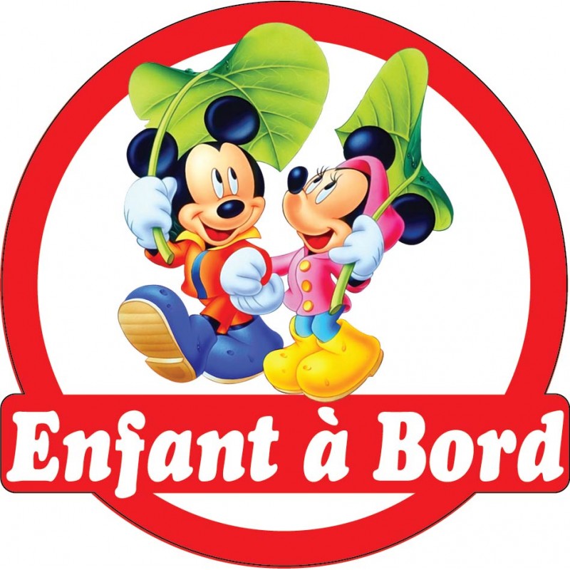 Stickers autocollants enfant a bord Mickey Minnie