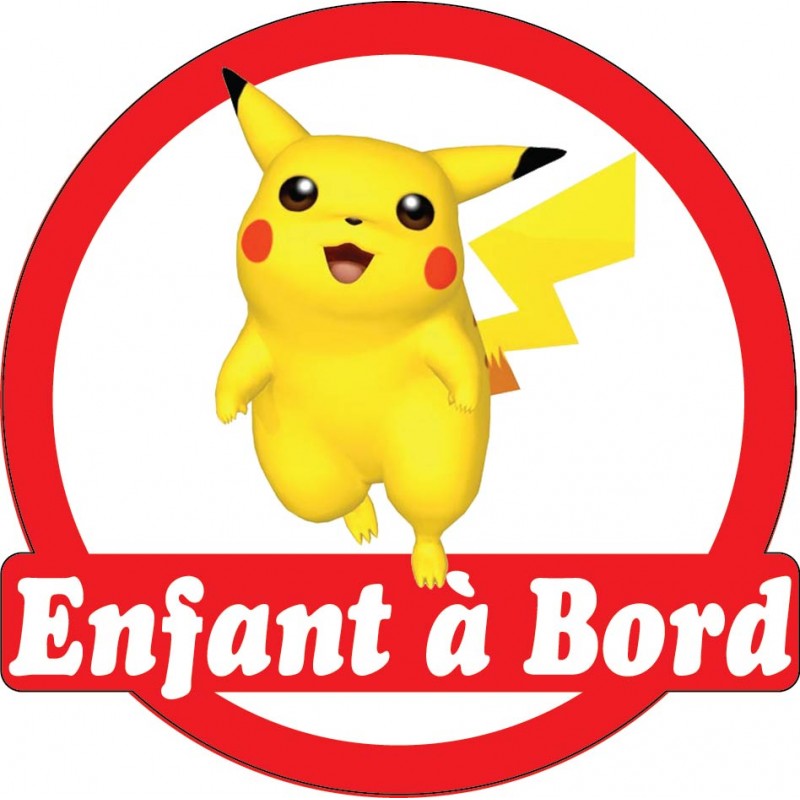 Stickers autocollants enfant a bord Pokemon Pikachou