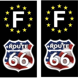 2 Stickers autocollant plaque d immatriculation Route 66