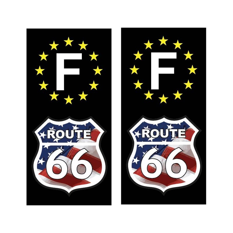 2 Stickers autocollant plaque d immatriculation Route 66