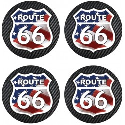 4 Stickers autocollants cache moyeu de jante Route 66
