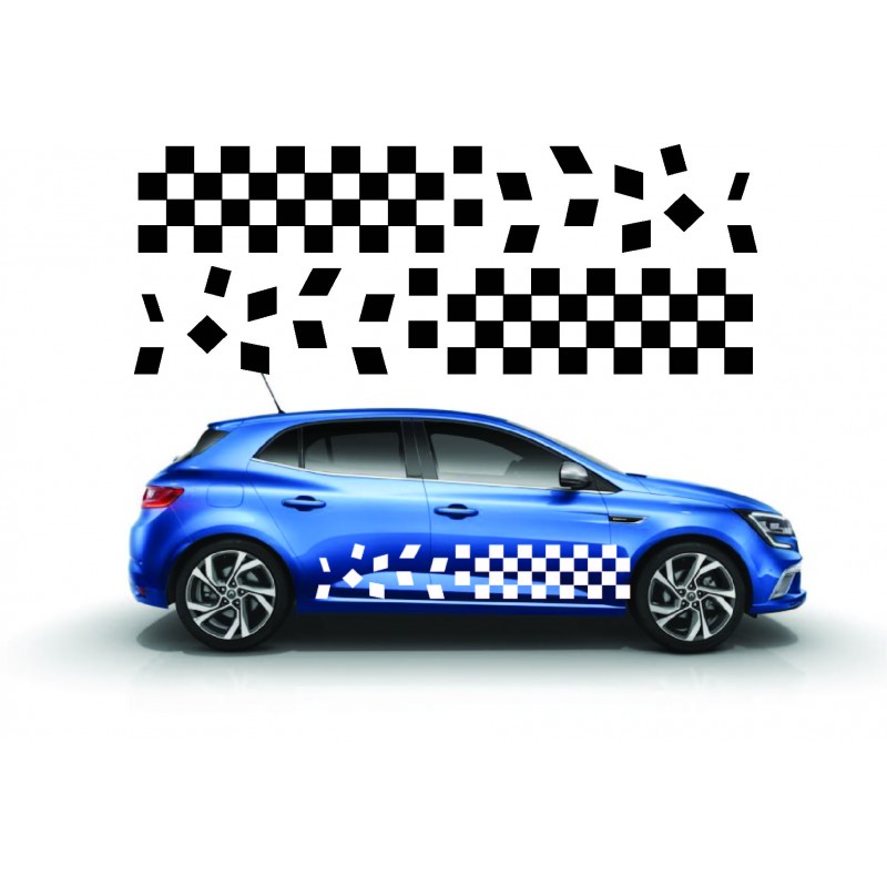 Stickers autocollants bas de caisse Renault damier