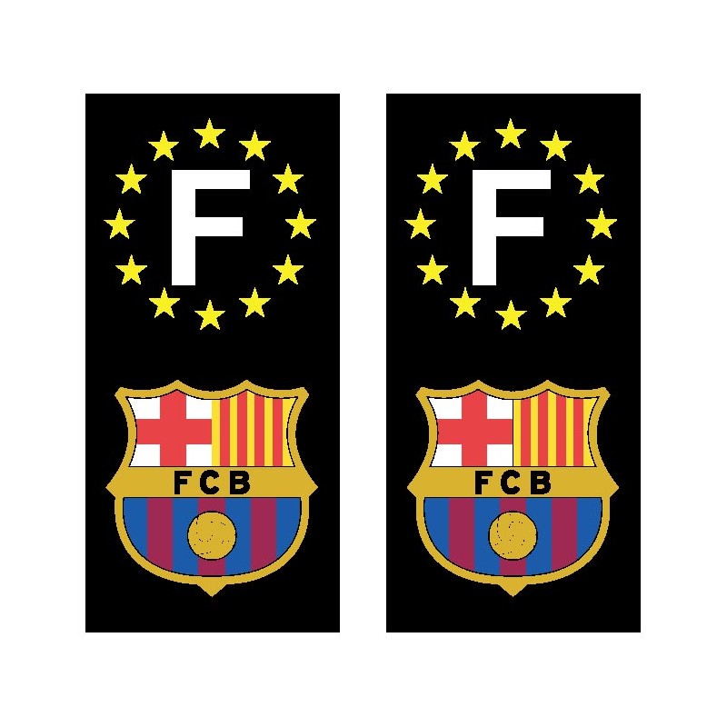 2 Stickers autocollant plaque d'immatriculation FC Barcelone