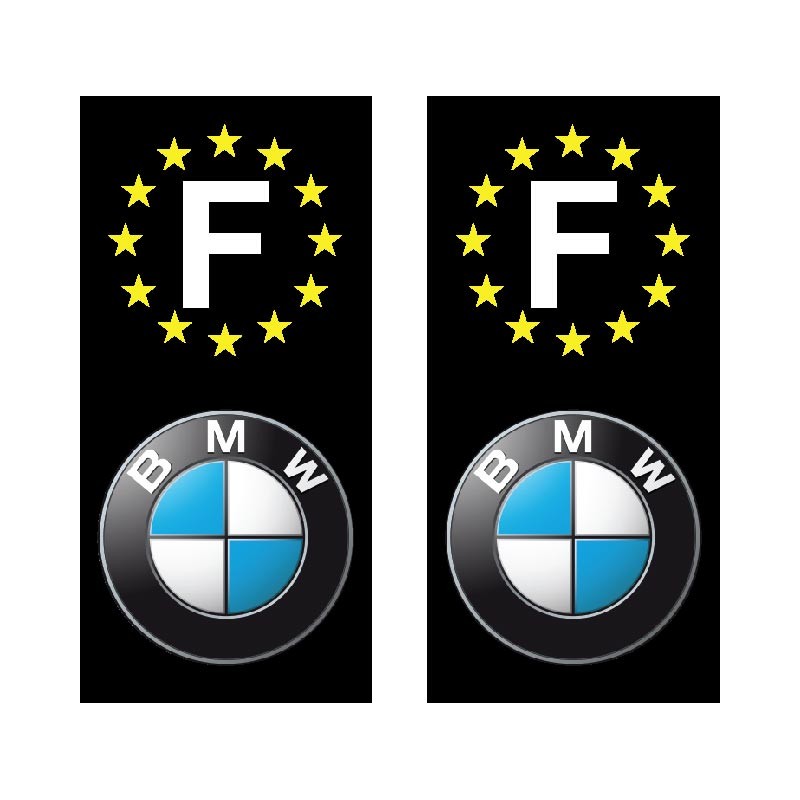 2 Stickers autocollant plaque d immatriculation BMW
