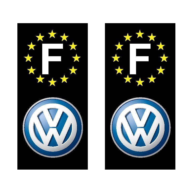 2 Stickers autocollant plaque d immatriculation Volkswagen