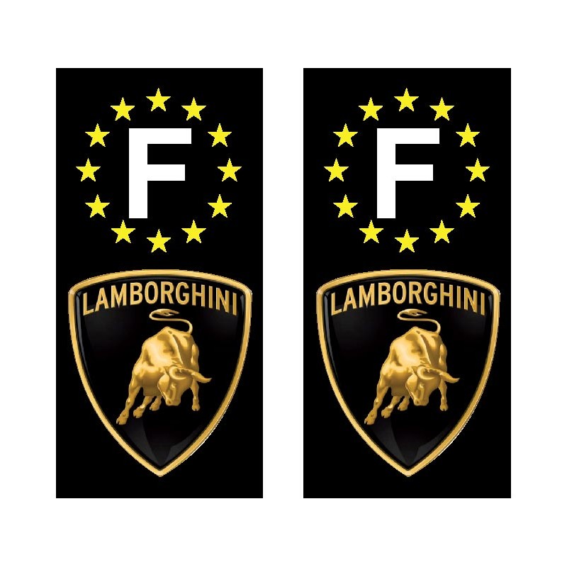 2 Stickers autocollant plaque d immatriculation Lamborghini