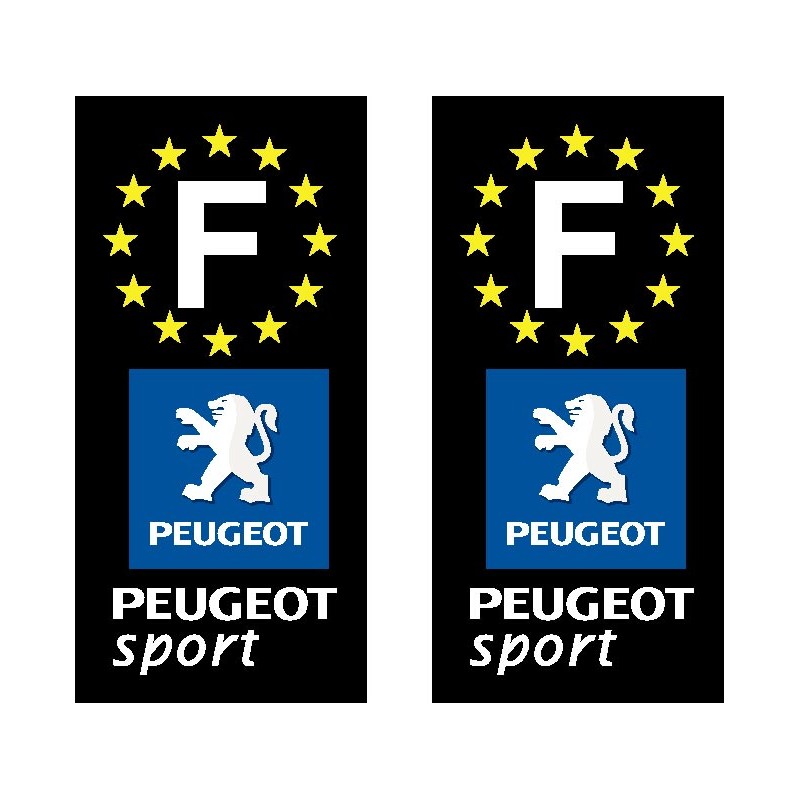 2 Stickers autocollant plaque d immatriculation Peugeot Sport